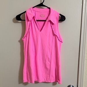 EUC Lilly Pulitzer Luxletic Meryl UPF 50+ Medium Pink Ruffle Tank Top
